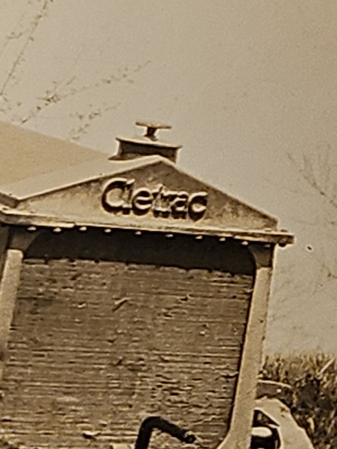 Antique Cletrac Tractor Photo w Man All Dressed Up In His Best Angular Radiator