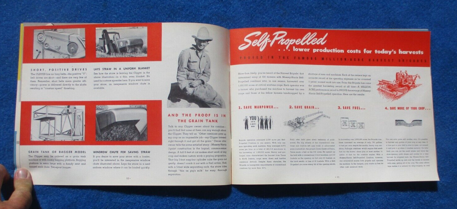 Massey Harris 1950’s Combine Sales Booklet Many Full Color Pages Original NOS