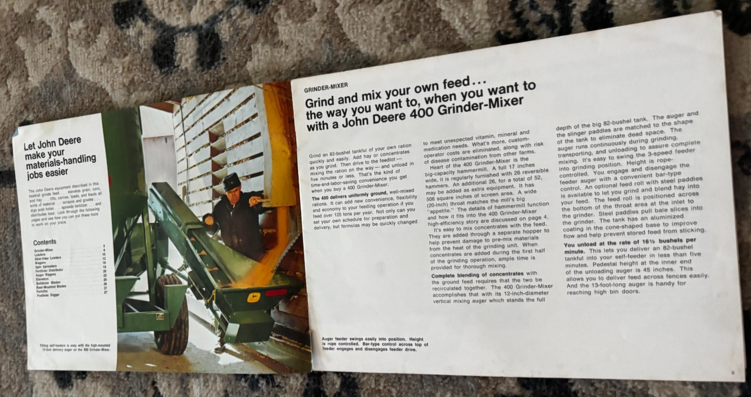 John Deere Material Handling & Feeding Equipment For 1971 Brochure DCPA26