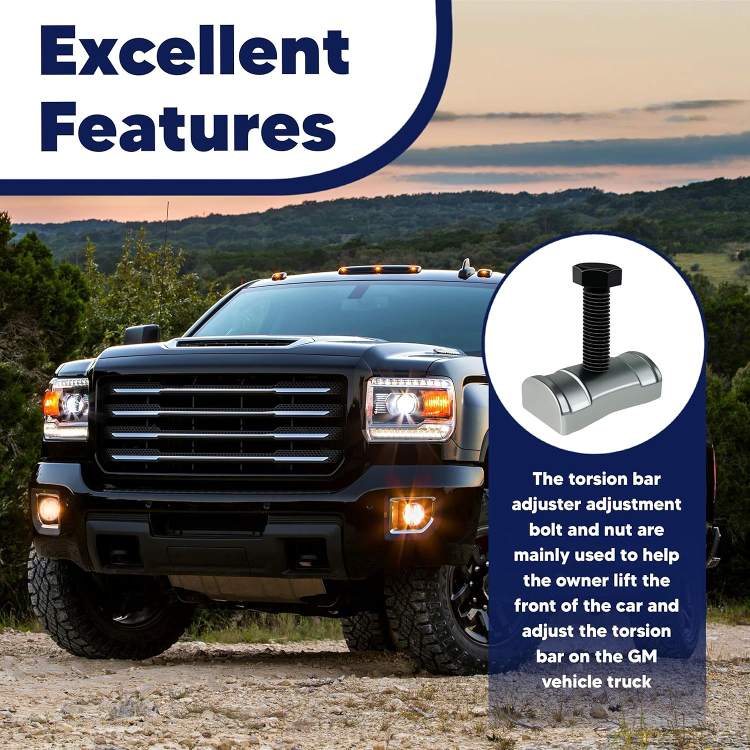 Torsion Bar Adjustment Bolt and Lock Nut Fit for Chevrolet Silverado Tahoe GMC S