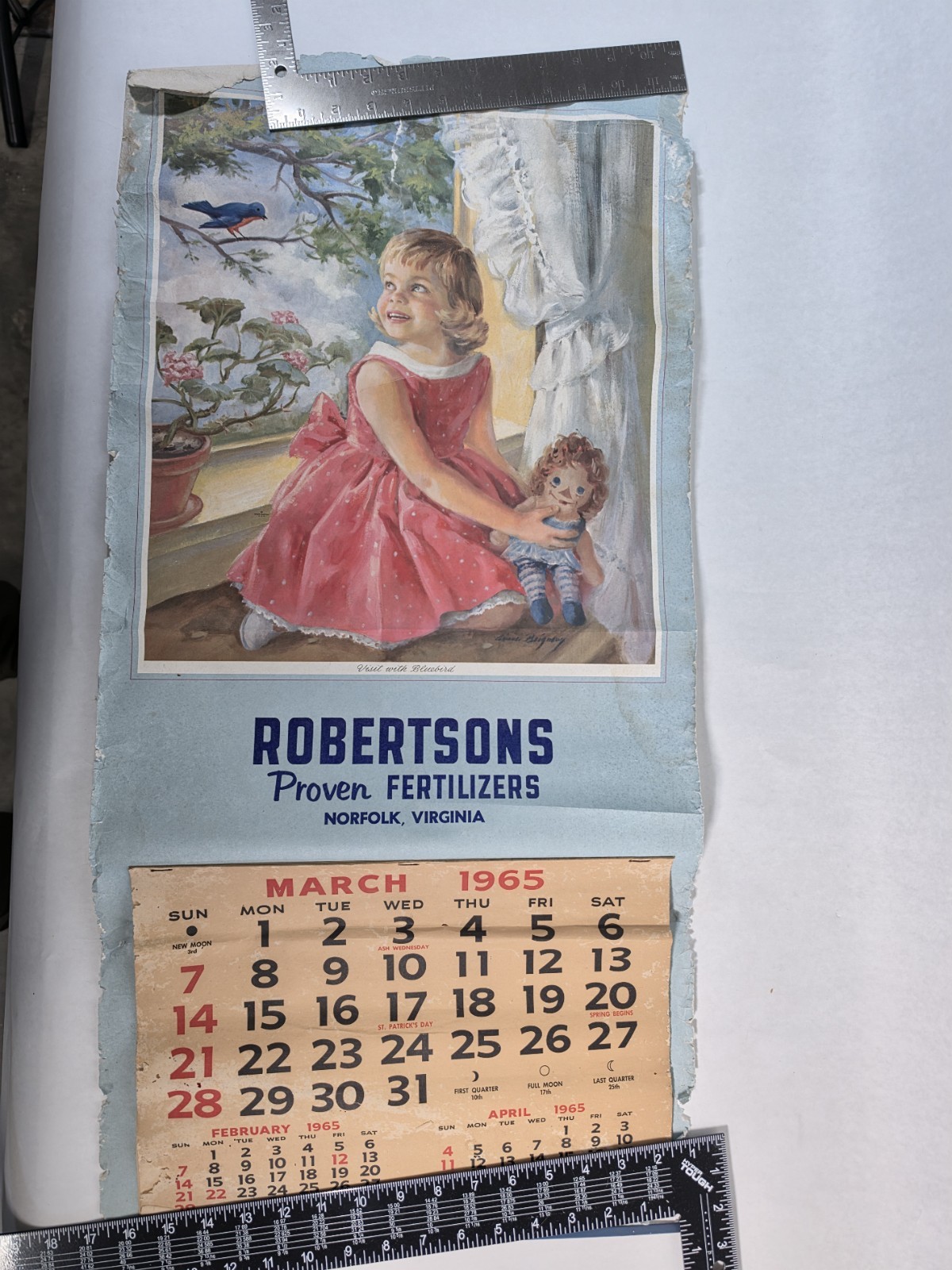 1965 Robertson’s Proven Fertilizers Norfolk VA Vintage Advertising Calendar