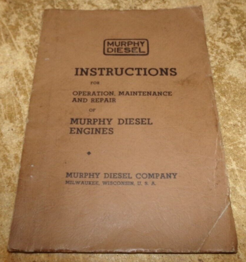 vintage murphy diesel engines instruction manual good used