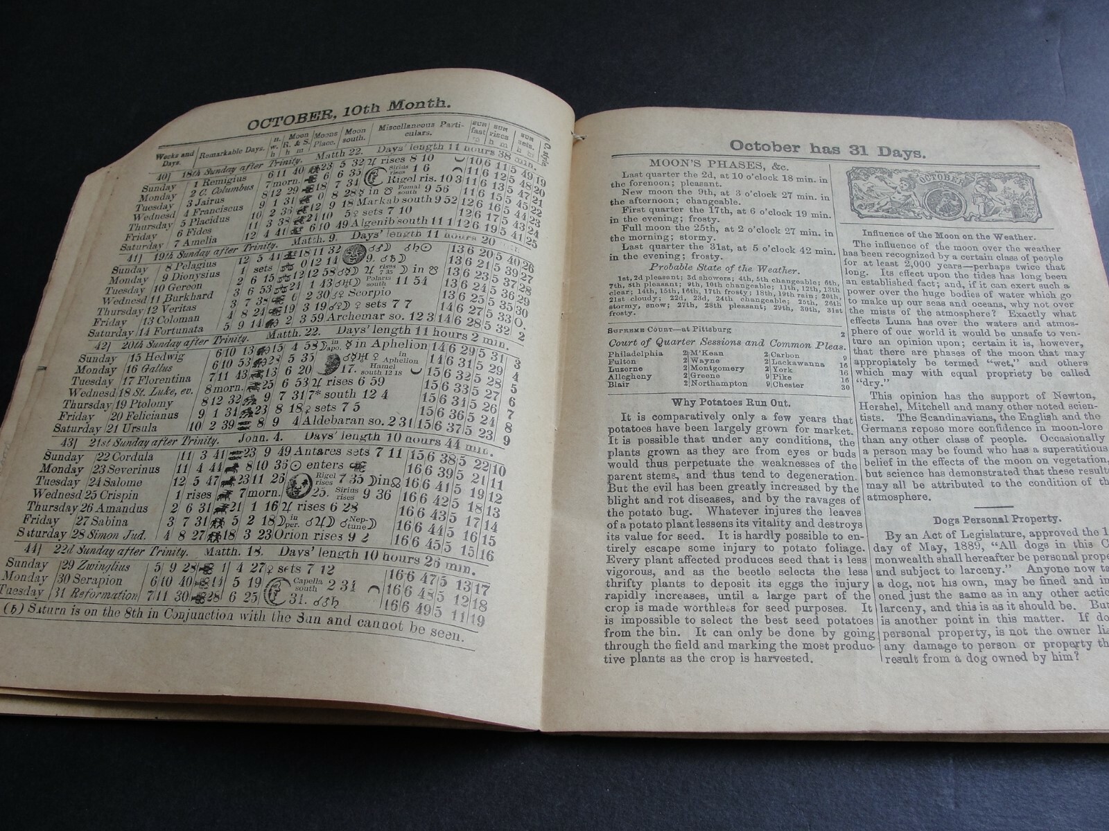 Agricultural Almanac John Baer’s Sons Lancaster PA Pennsylvania 1893 VOL. 68.