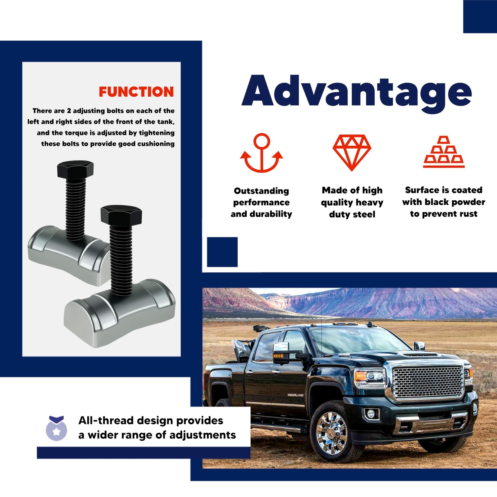 Torsion Bar Adjustment Bolt and Lock Nut Fit for Chevrolet Silverado Tahoe GM…
