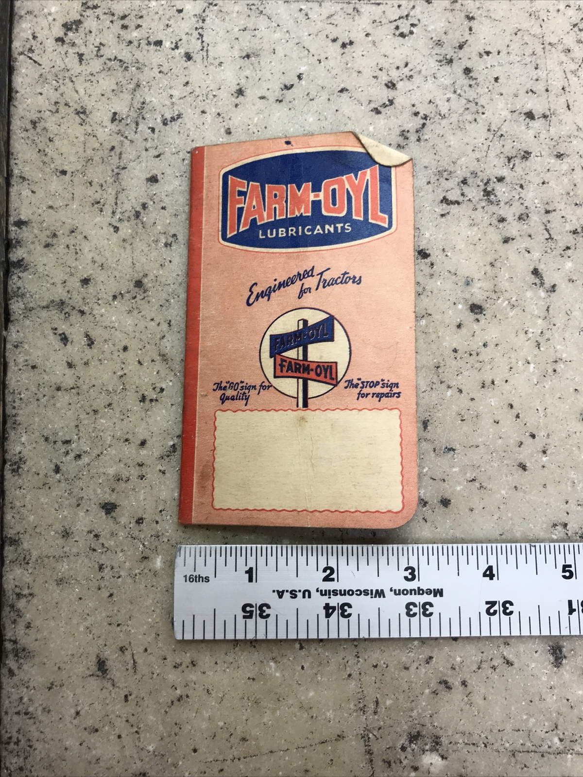 Vintage Rare Farm-Oyl Memo Pad Tractor Motor Oil Guide Brouchure Hand Booklet