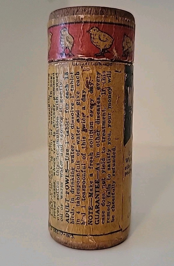 Antique Conkeys White Diarrhea Tablets Chicks Farm Medicine Rare Wood Bottle SEE