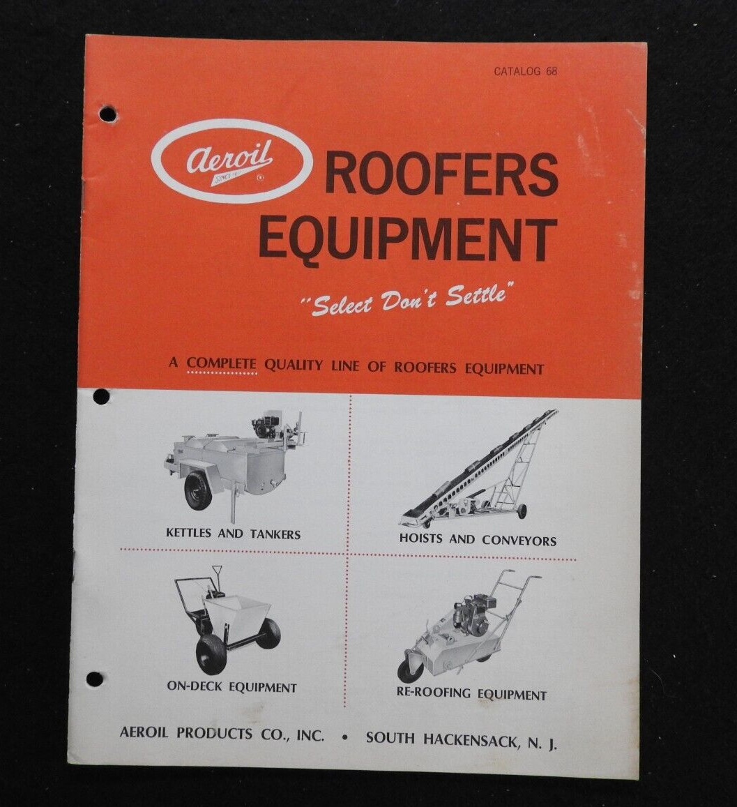 1968 Aeroil Products Co. “Roofers Equipment” Sales Catalog W/price Hackensack NJ