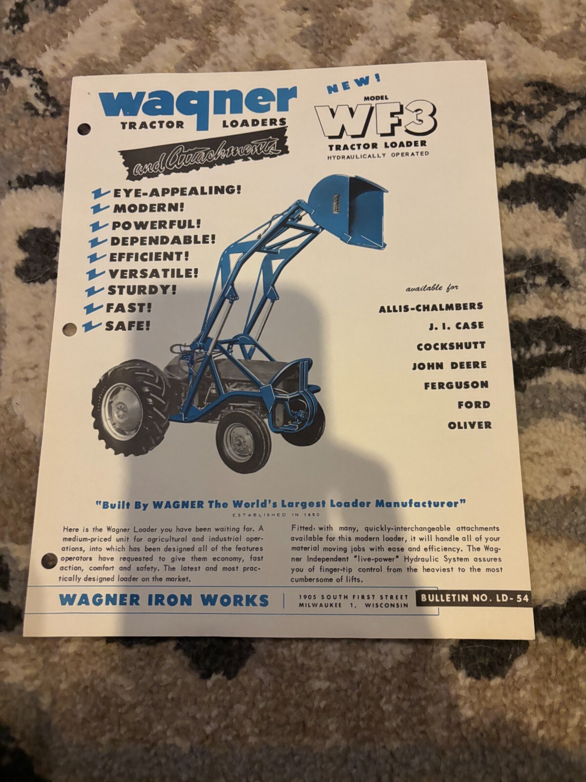 Wagner WF3 Tractor Loader Brochure FCCA25