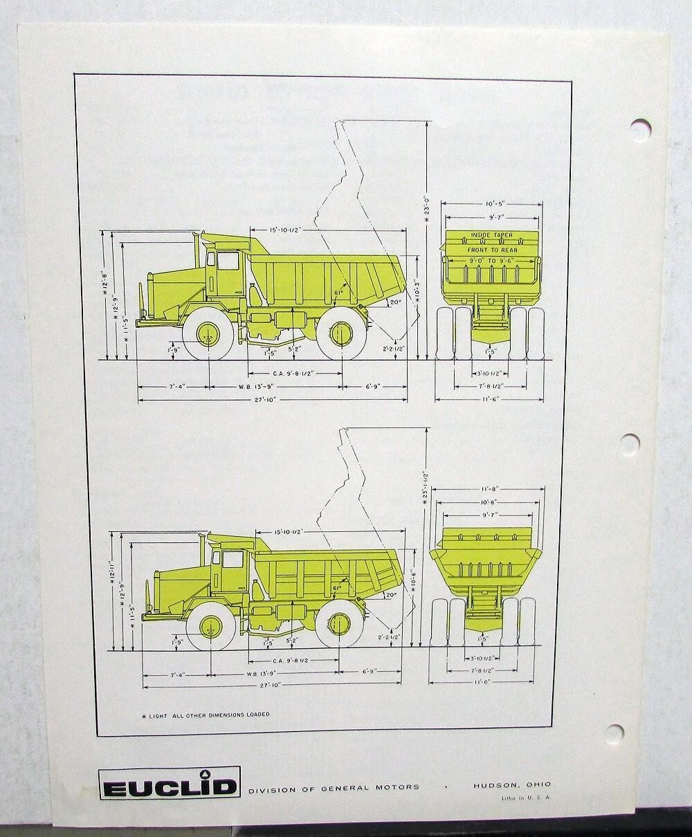1963 Euclid R30 70TD Rear Dump Specifications Construction Sales Brochure