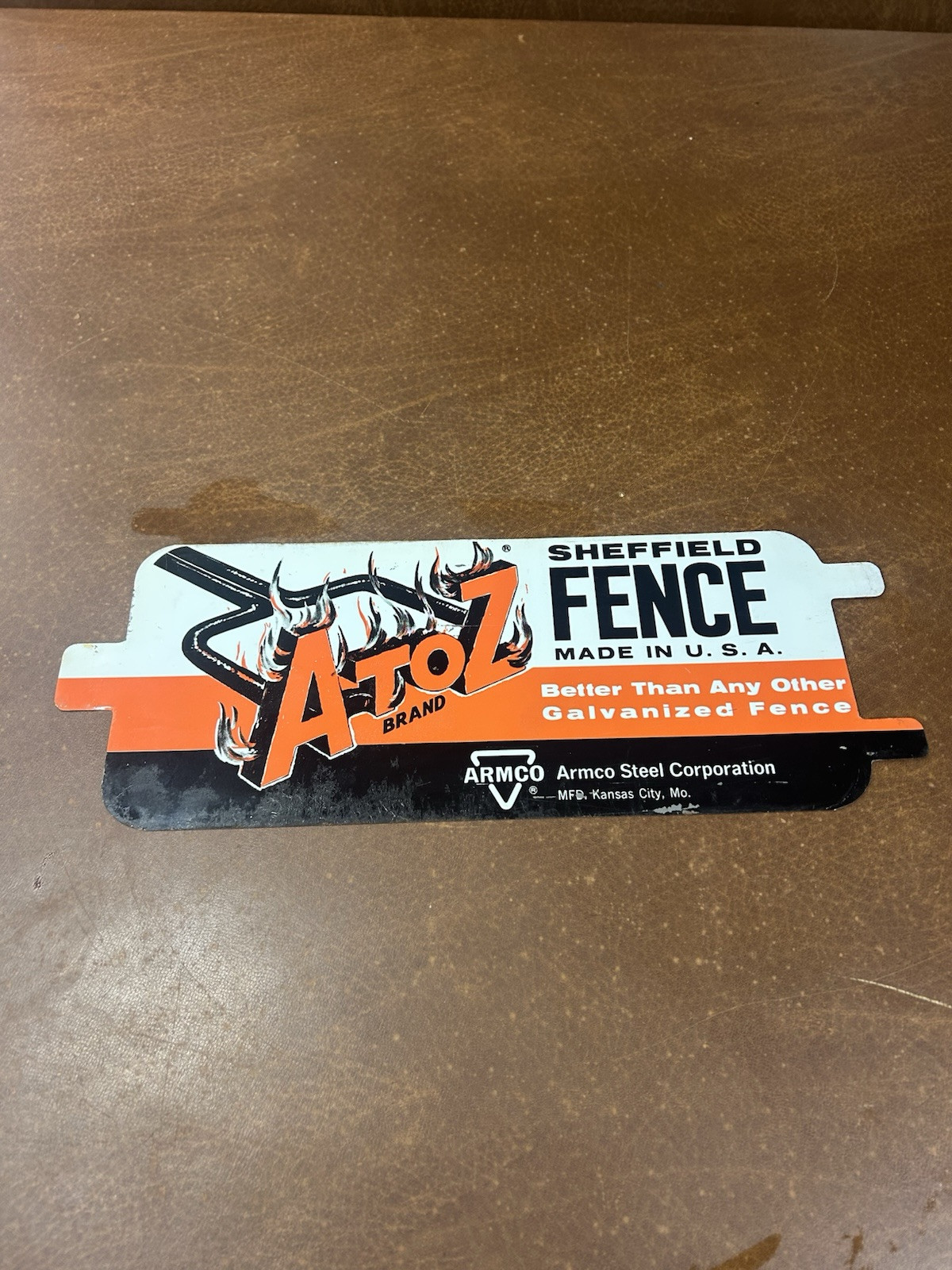 Original A to Z BRAND SHEFFIELD FENCE SIGN Double Sided 70’s 80’s NOS