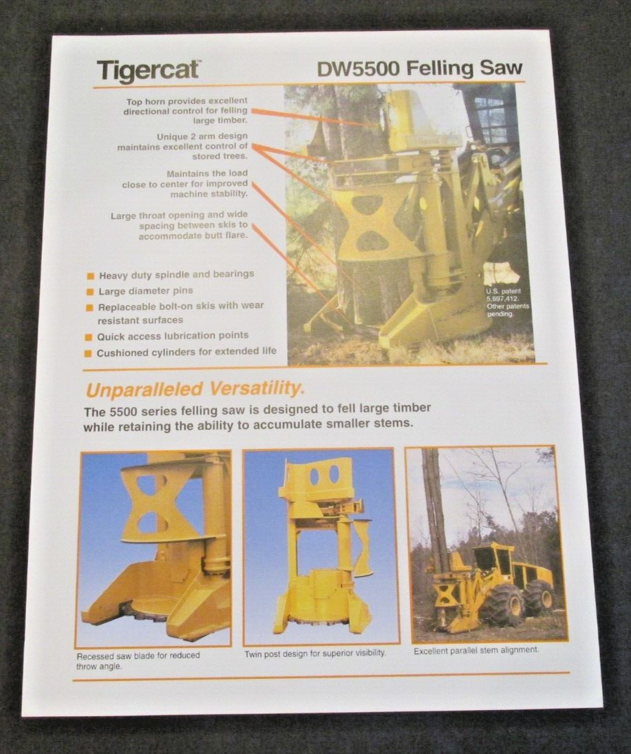 TIGERCAT DW5500 FELLING SPECIFICATION PARIS ONTARIO CANADA Dealer AD BROCHURE