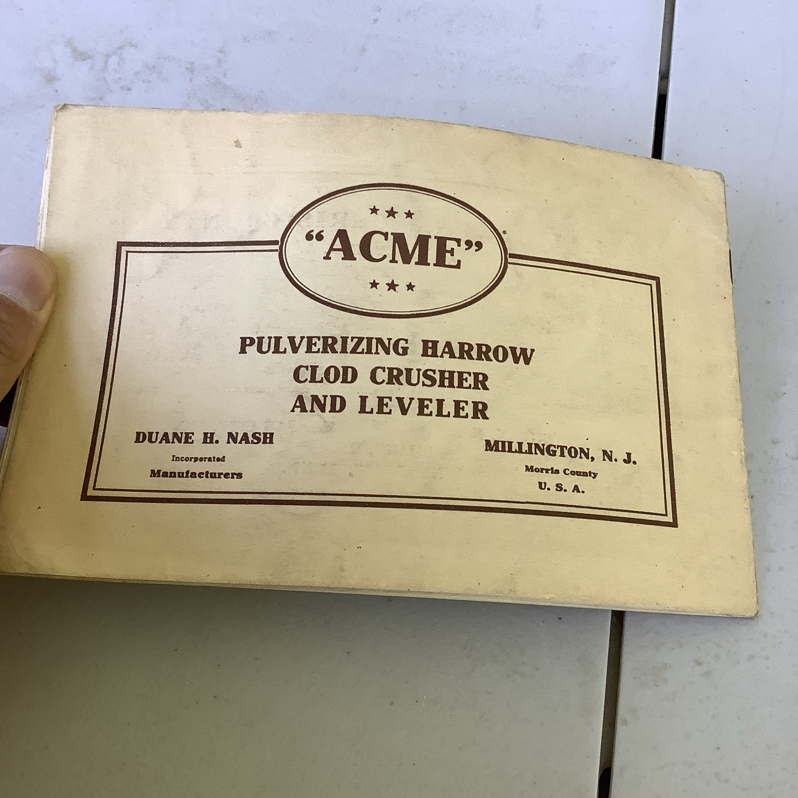 Acme Pulverizing Harrow Millington NJ Vintage Brochure Catalog Farm Equipment
