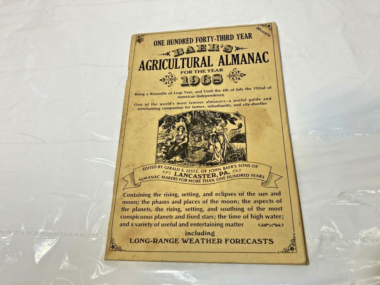 Vtg 1968 Booklet Baer’s Agricultural Almanac w Weather Forecasts Lancaster PA