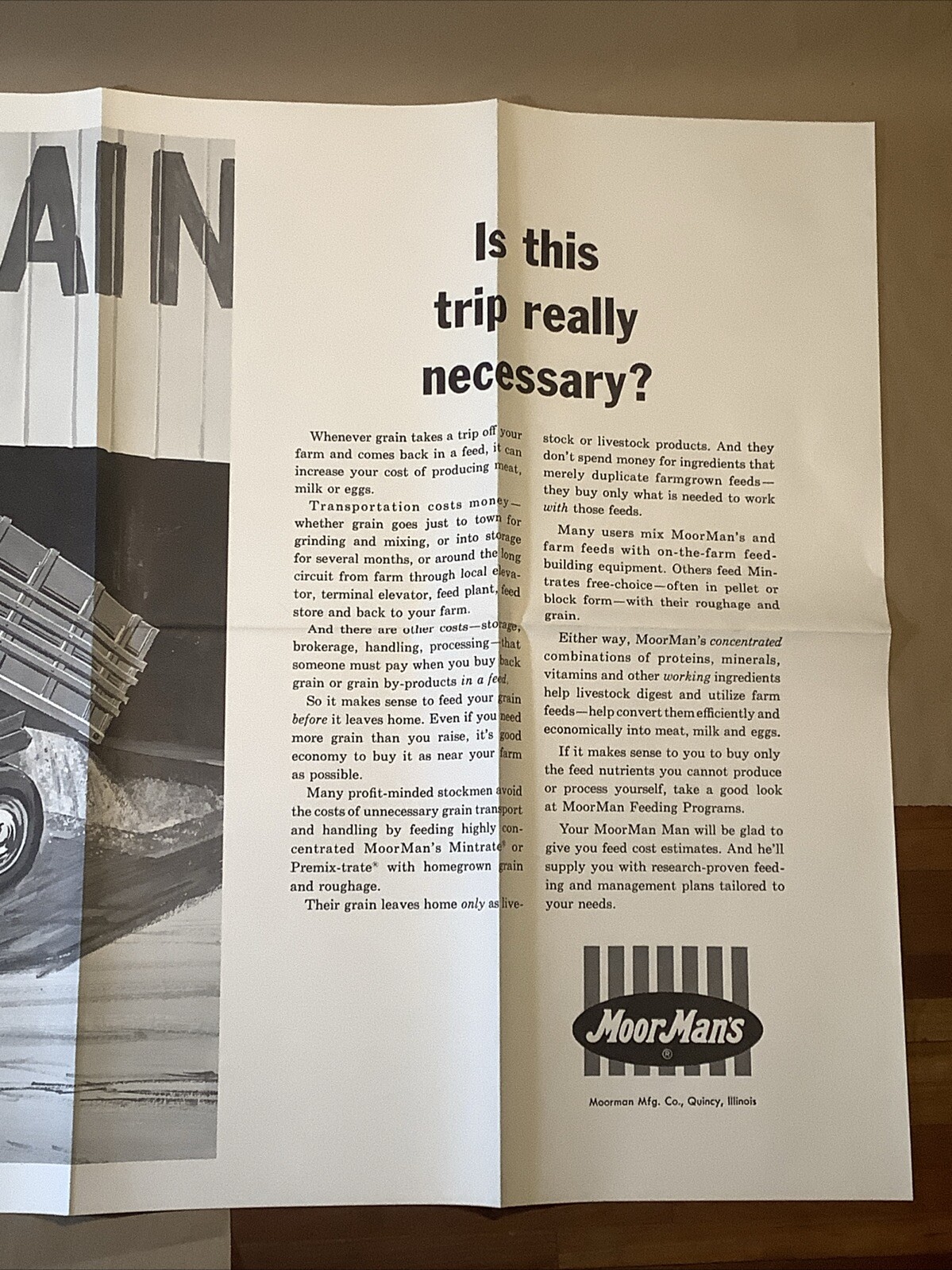 Vintage Moor Man’s Poster Quincy Illinois Grain Trip INV-AA01T
