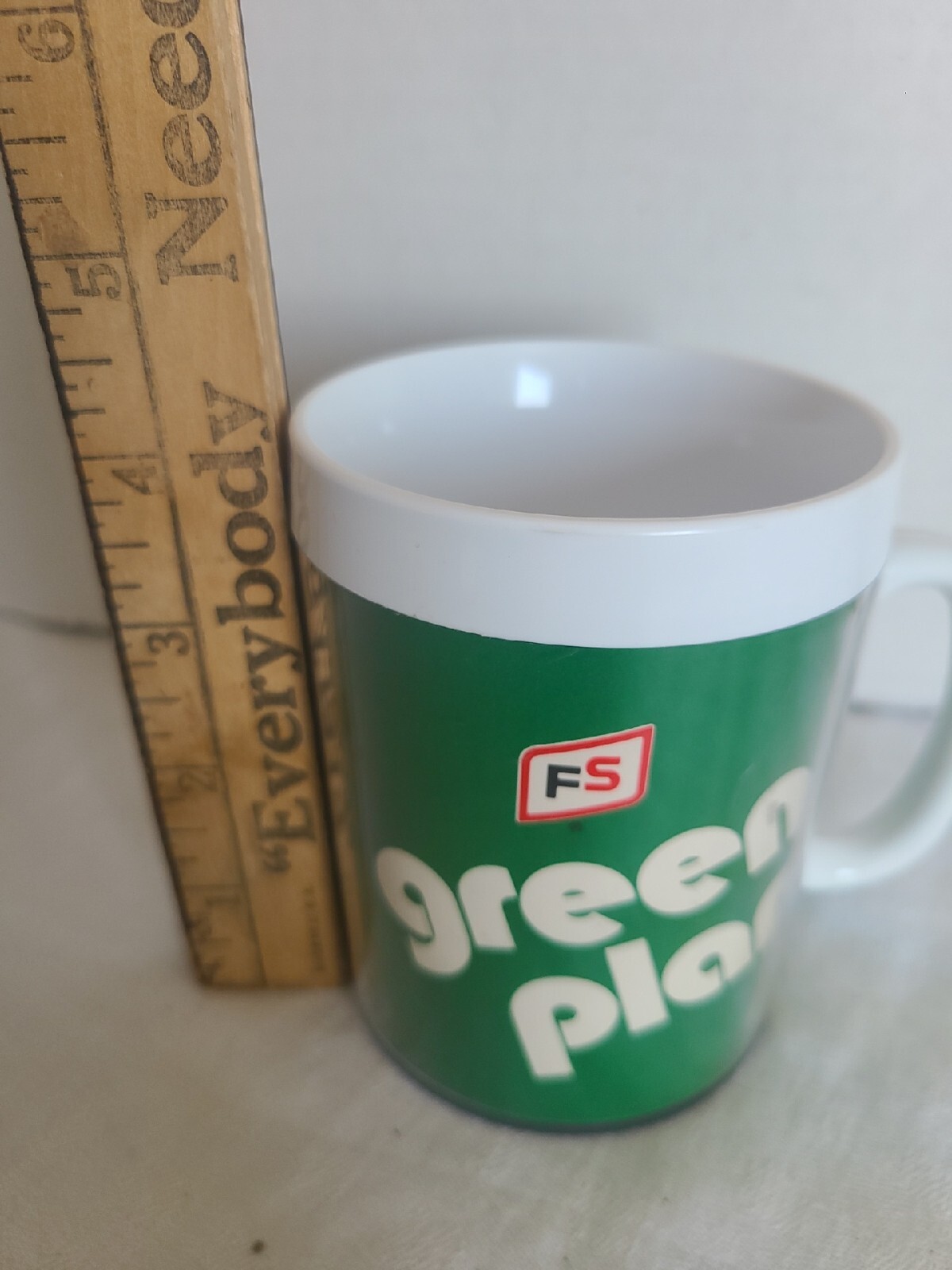 VTG. Thermo-Serv FS Seed Corn “Green Plan” Plastic Insulated Coffee Mug Cup;USA