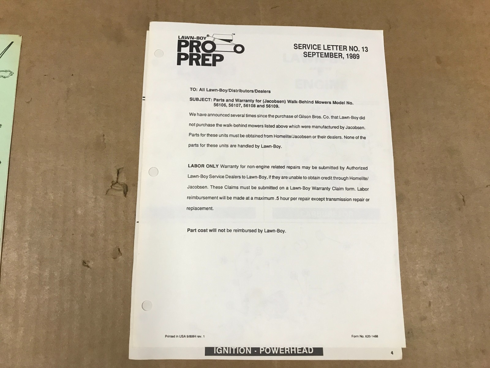 Vintage 1985-1986 Lawn-Boy – “Top 60” – Winter Parts Program