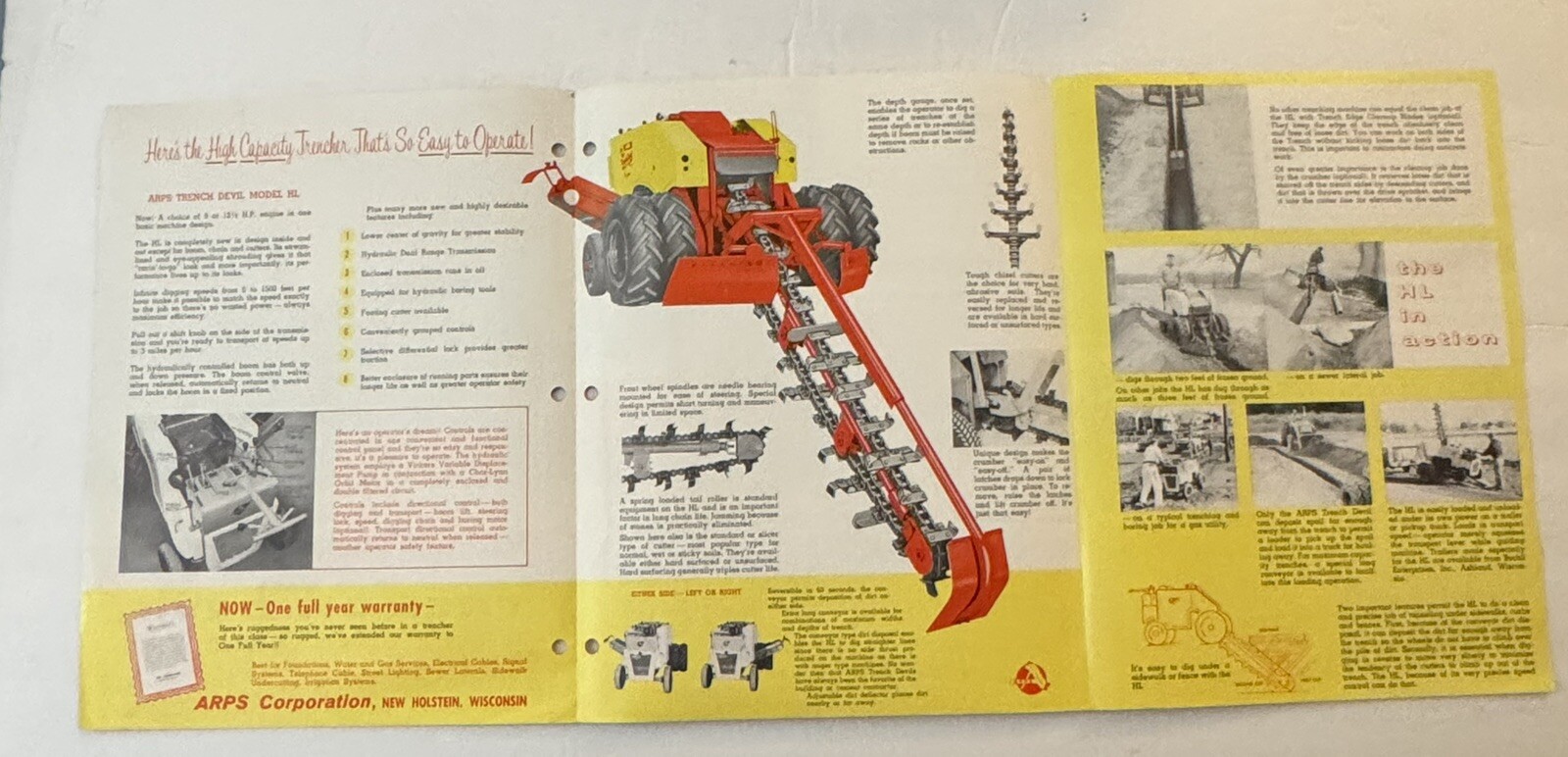 Vintage 1970’s ARPS Model HL Trench Devil Dealer Sales Brochure