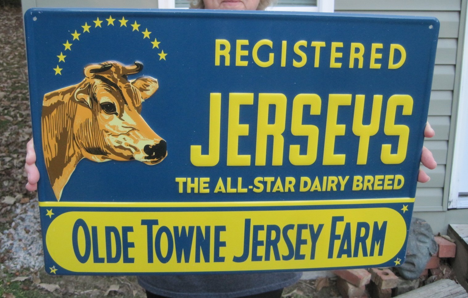 Jersey’s Olde Towne Jersey Cattle Cow Farm Metal Feed & Seed Farm Steel Sign