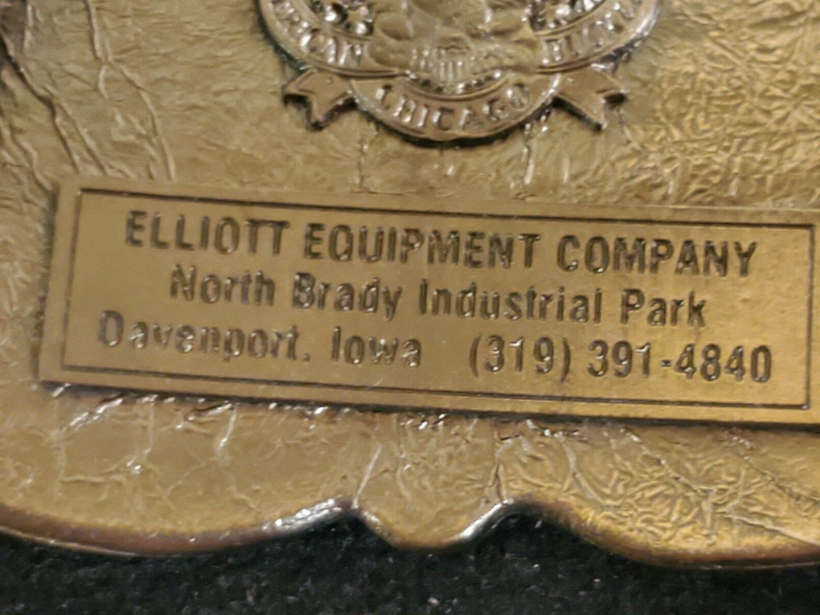 1914 Elgin Street Sweeper “The World’s First” Brass Belt Buckle Davenport, Iowa