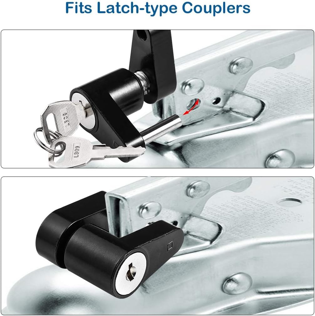 CZC AUTO Black Trailer Hitch Coupler Lock, Dia 1/4 Inch, 3/4 Inch Span for To…