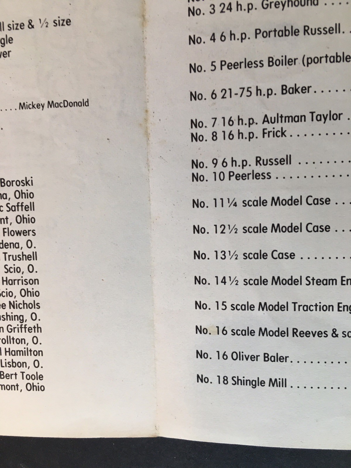 Stumptown Steam Threshers Association Annual Show Program 1979 Ohio Tractors