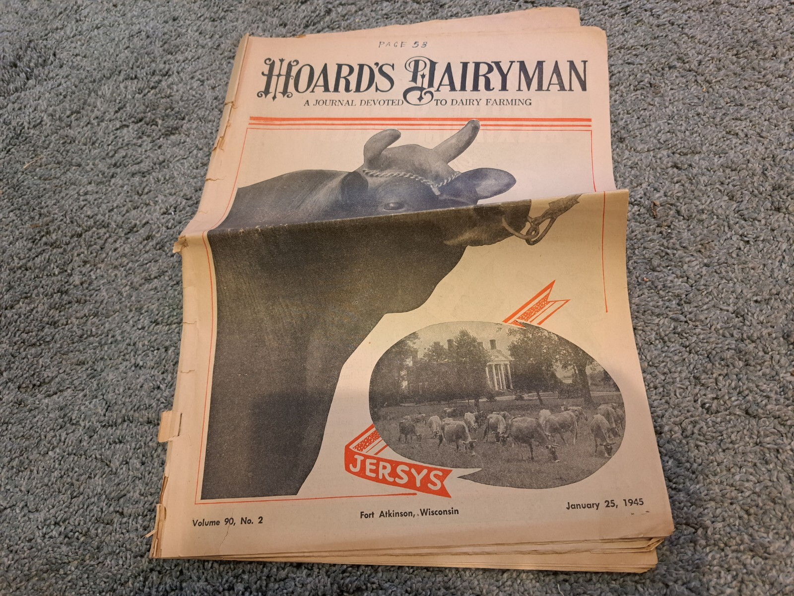 Hoard’s Dairyman Jan. 25 1945 Dairy Farming Newspaper Fort Atkinson