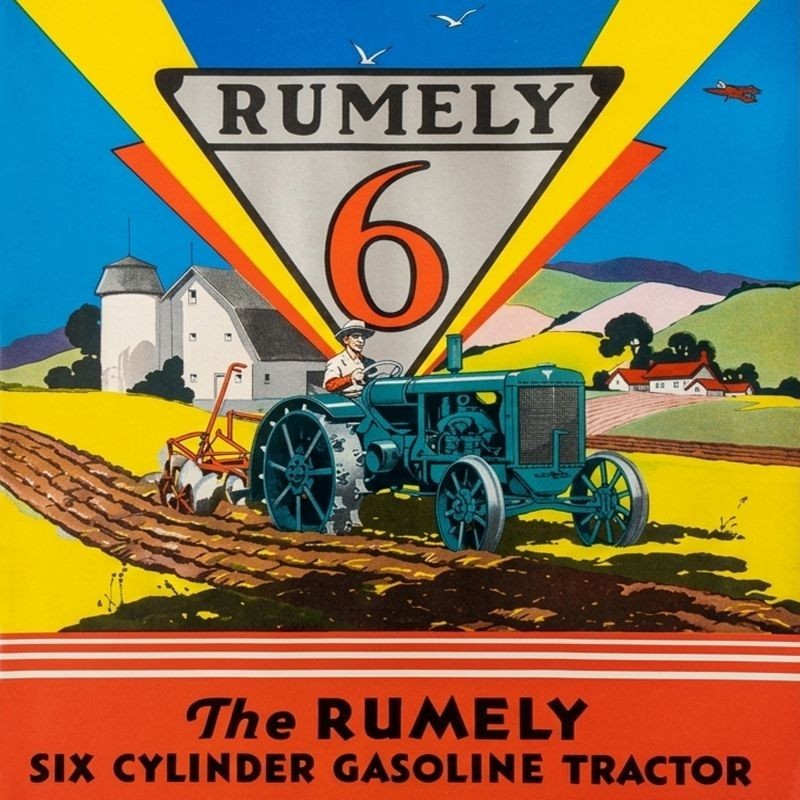 The RUMELY Six Cylinder Gasoline Tractor NEW Metal Sign: 12×12″ Square