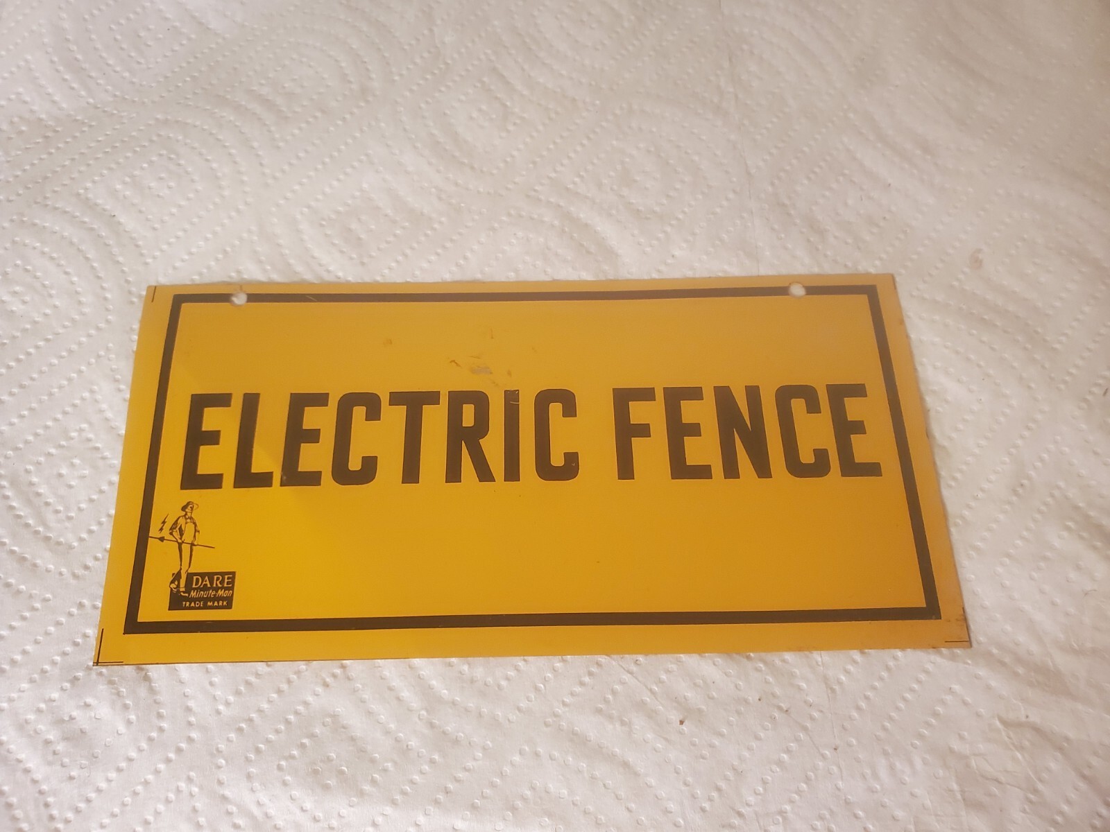 8″ X 4″ Metal Sign Electric Fence Dare Minute Man Logo Farm Ranch Decor