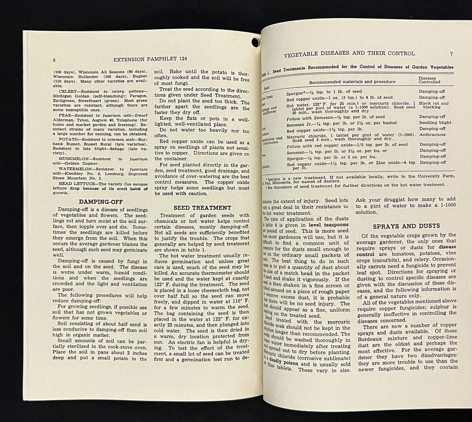 1943 Control Vegetable Diseases Gardening Vintage Farmer’s Extension Pamphlet