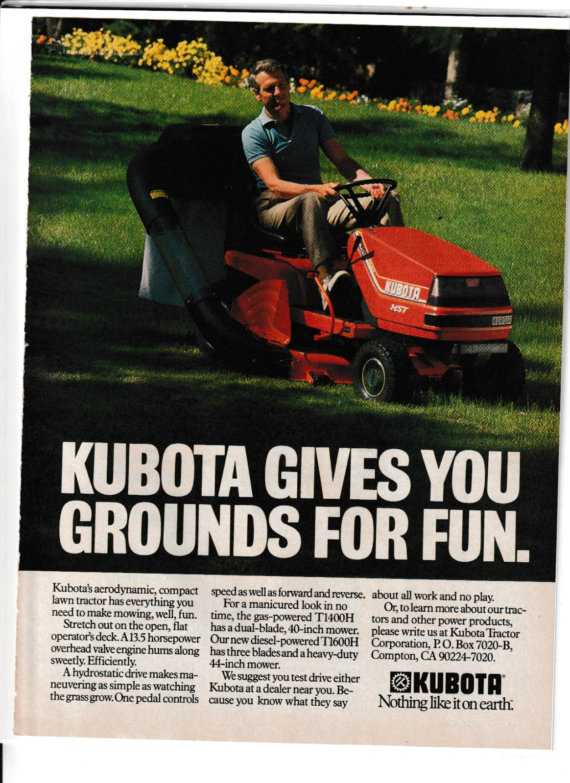 Original 1979 Kubota Tractor Magazine Ad “Kubota Gives You Grounds for Fun”