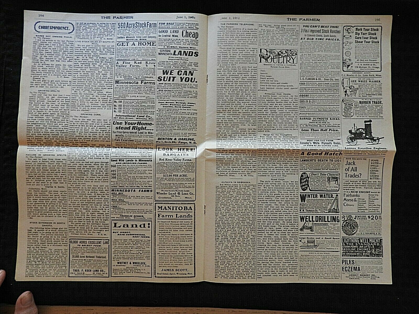 1902 “The Farmer” Webb-Shaw Farm Experiment St. Paul MN Agricultural Newspaper