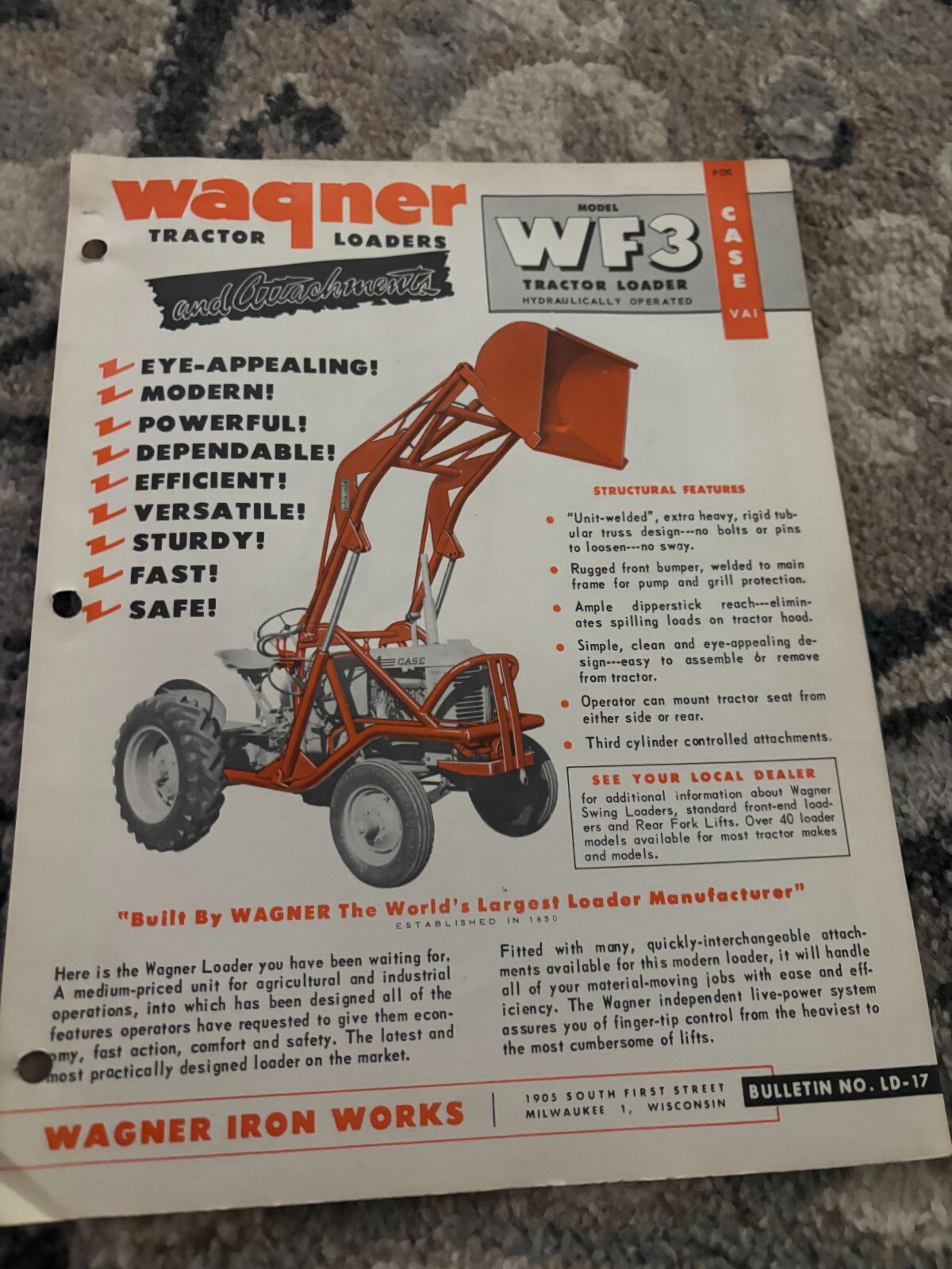 Wagner WF3 Loader For Case VAI Tractor Brochure FCCA25