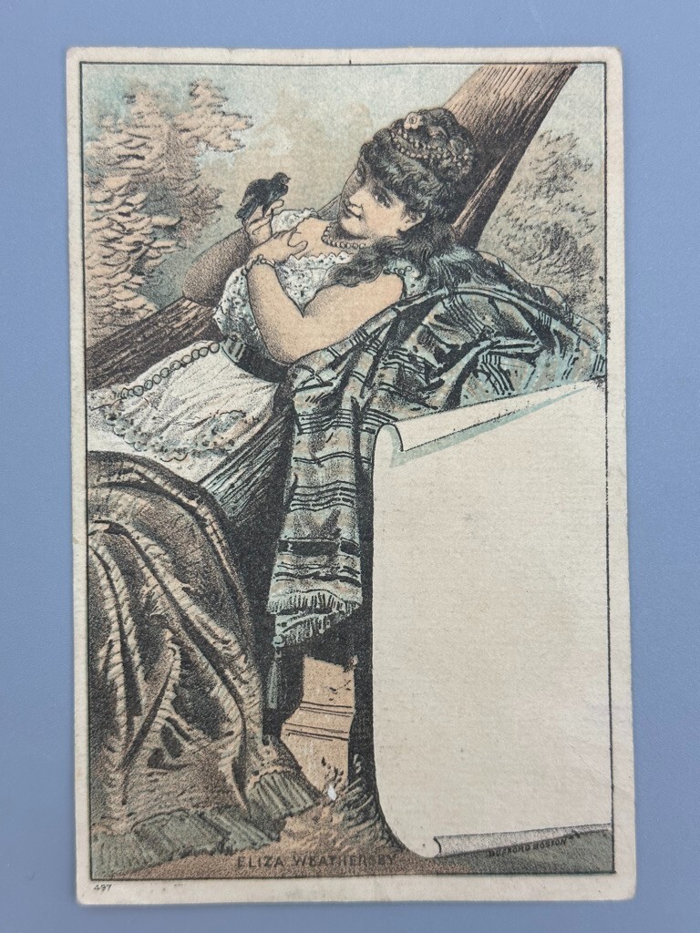 1880s COLUMBIA CHILLED PLOW Burlesque Dancer Eliza FARM Advertising Trade Card