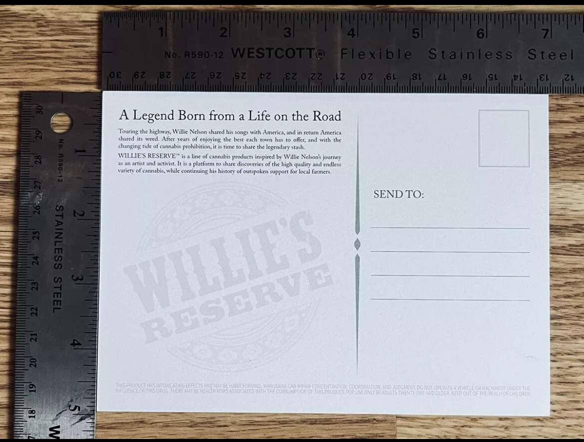Willie’s Reserve Cannabis Merchandise – *POSTCARDS*
