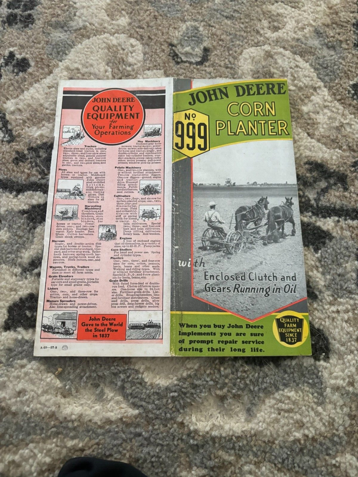 John Deere 999 Corn Planter For 1937 Brochure FCCA24