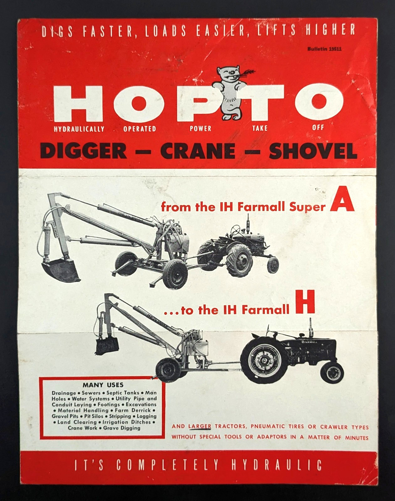 Vintage Badger Machine Company Brochure Hopto Digger Shovel Crane 1950s