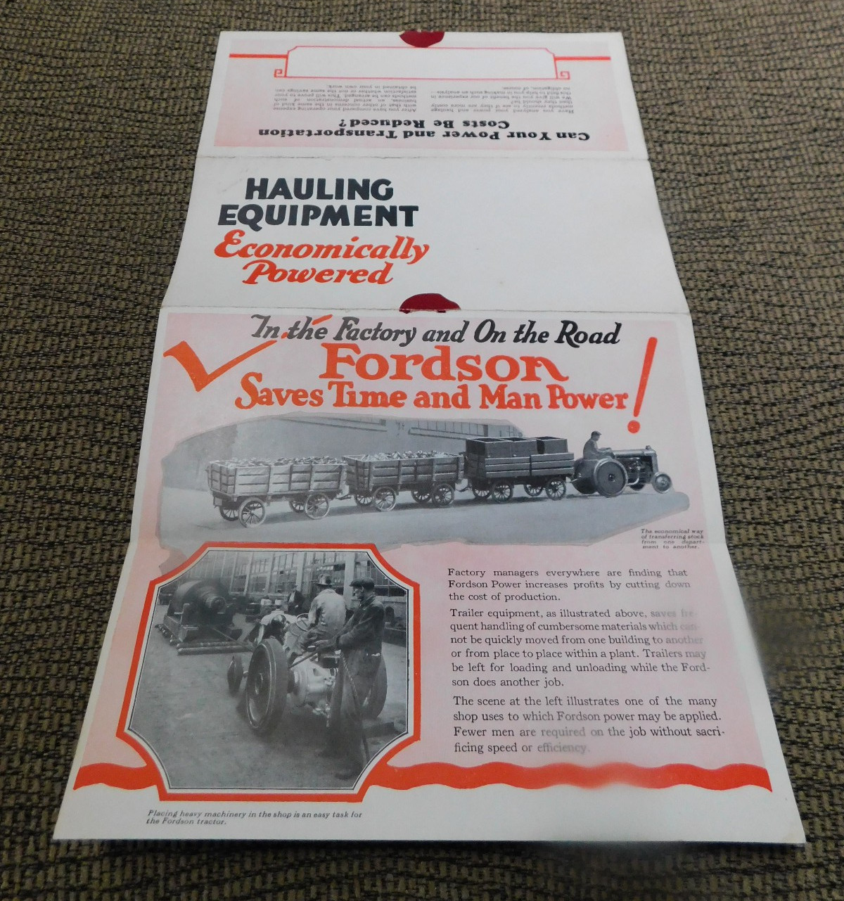 1920’s 1930’s Fordson Tractor Brochure 9.25″ x 16″