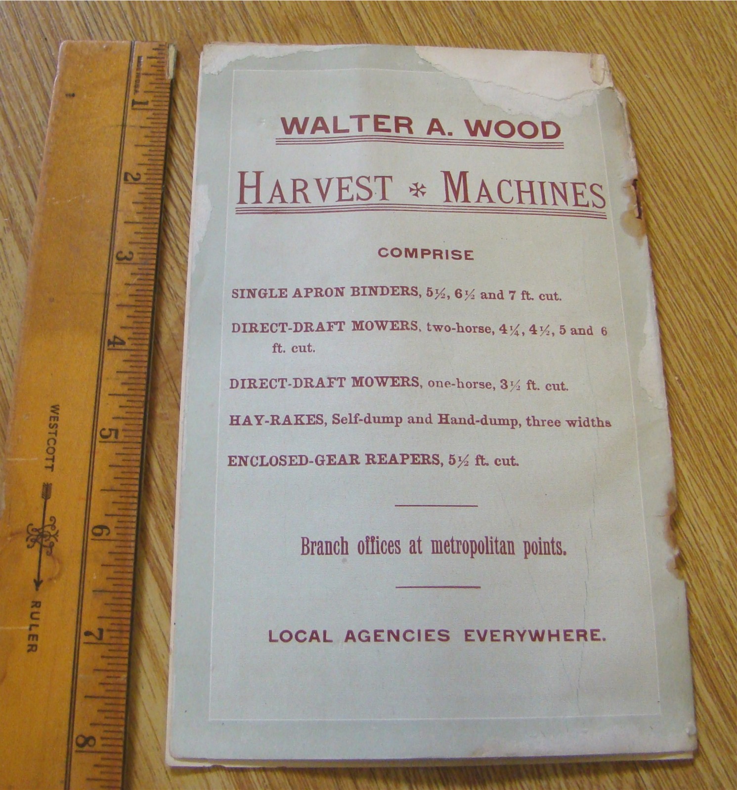 1800’s Wood Horse Drawn Hay Rake Catalog Antique Farm Implement old farming