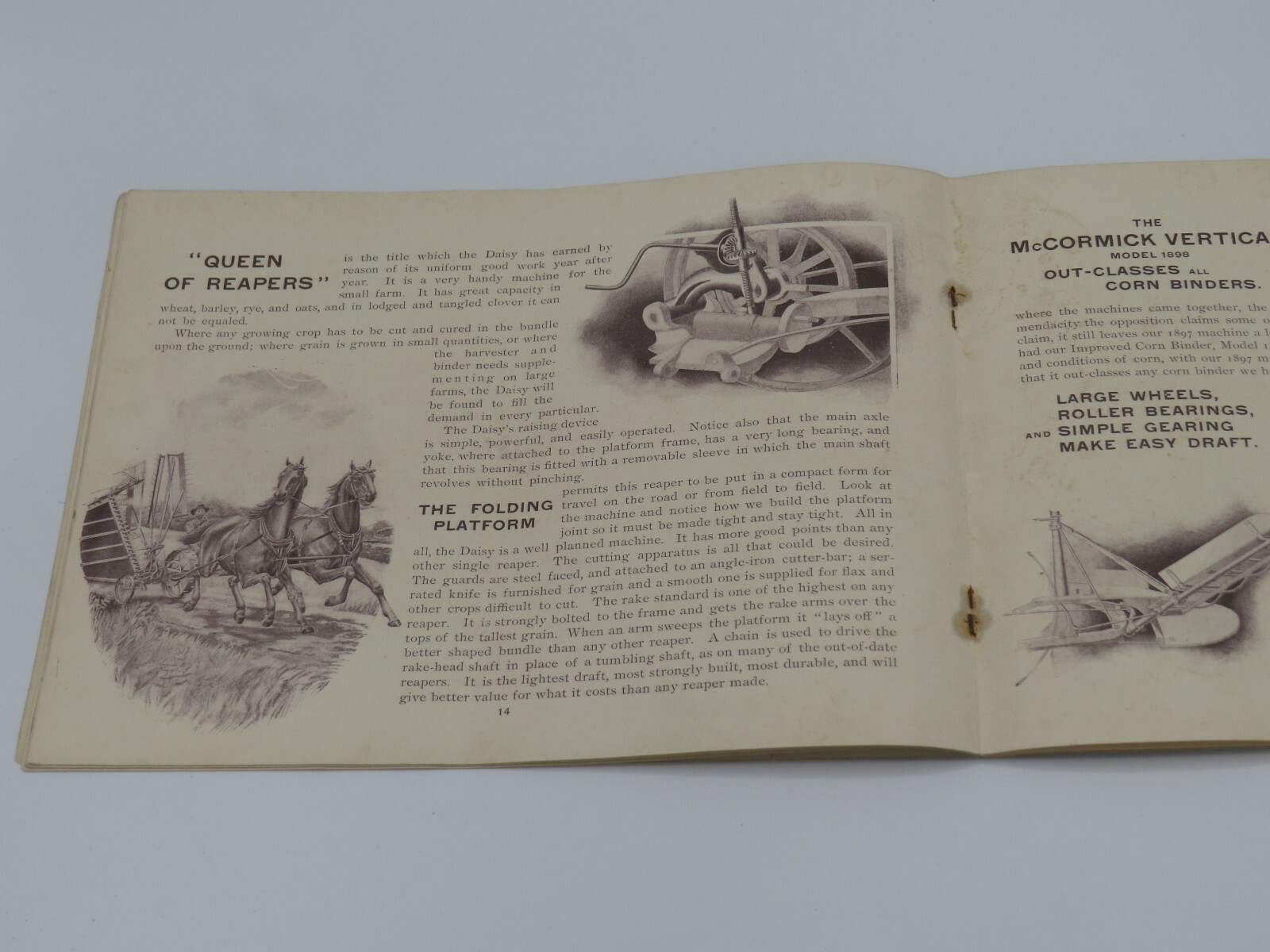 Vintage 1890’s McCormick’s Right Hand IH Deering Catalog Brochure RARE Binder