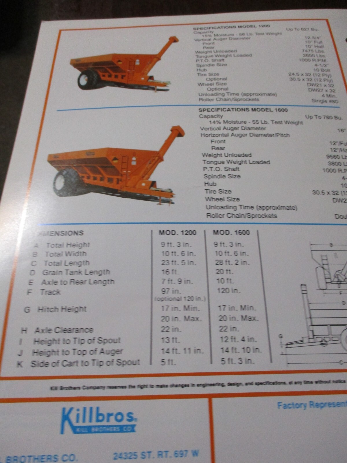 Killbros Grain Carts Sales Brochures, 4 items
