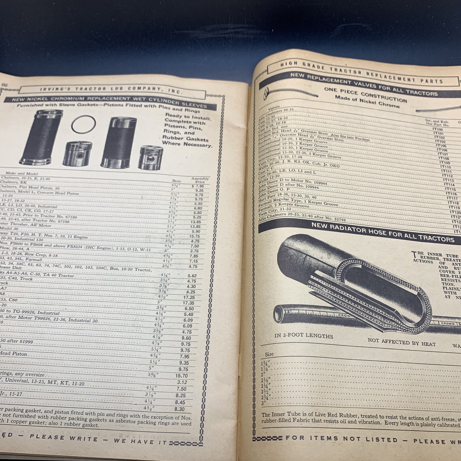 VINTAGE 1937 TRACTOR PARTS CATALOG IRVING’S TRACTORS LUG CO., GALESBURG IL Deere