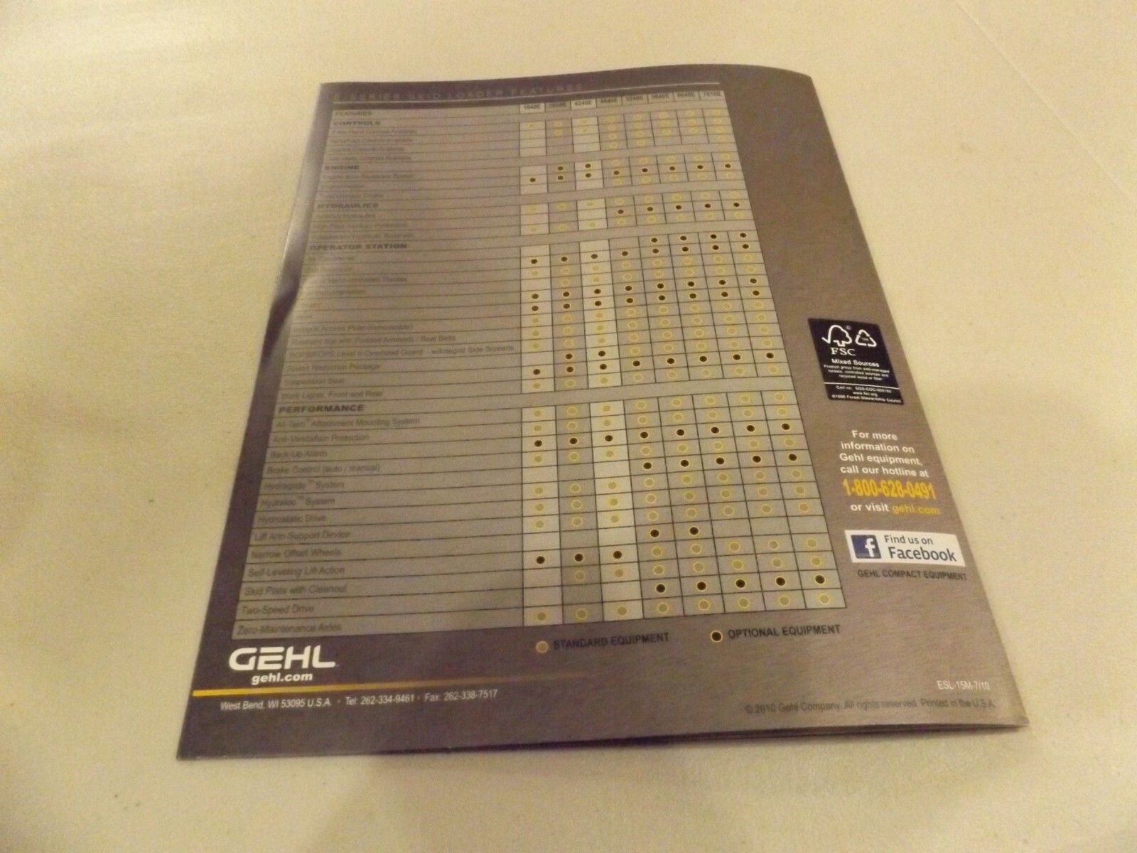 GEHL FULL LINE E-SERIES SKID LOADERS, LITERATURE # ELS-15M 2010