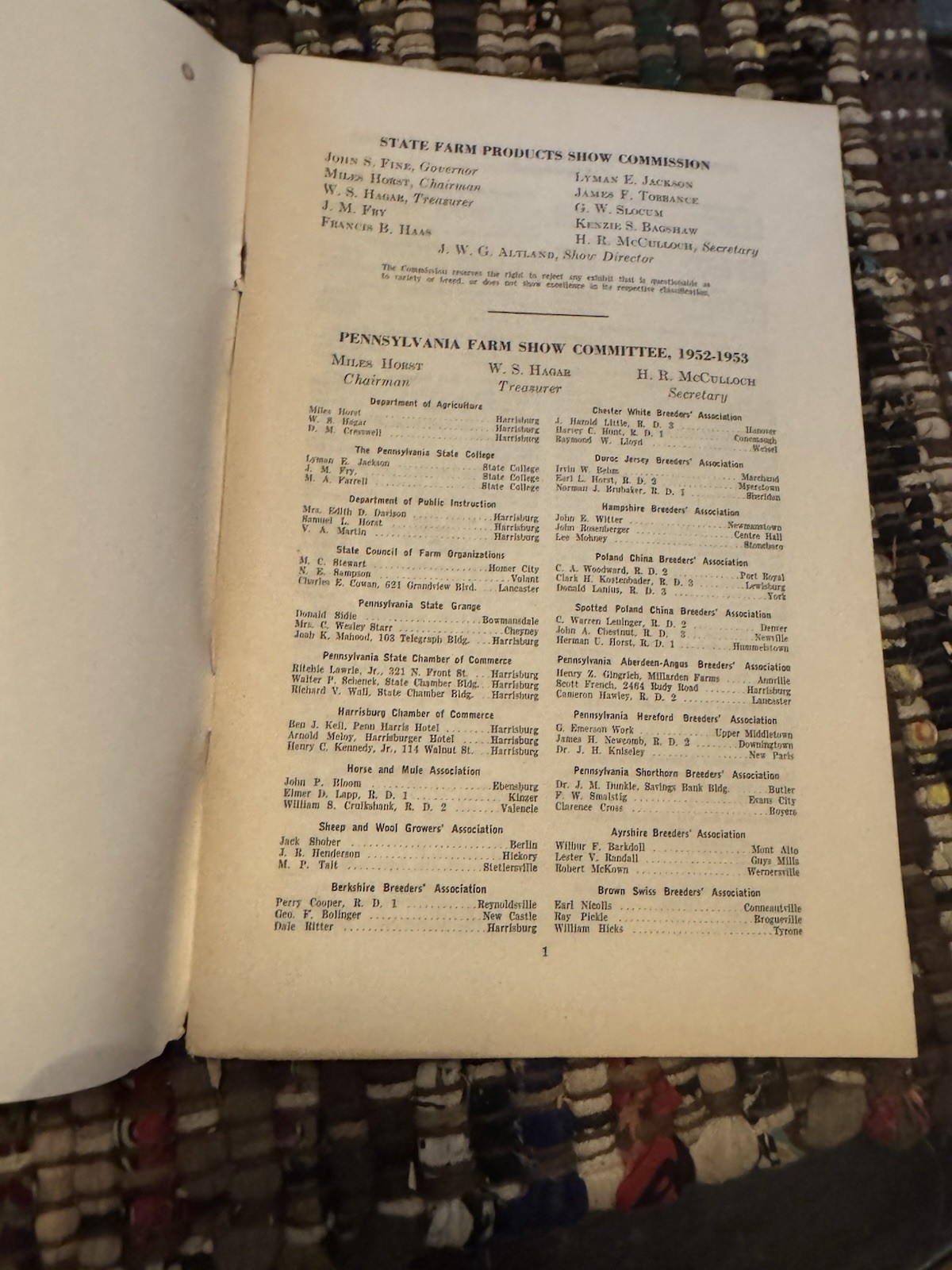 Pennsylvania State Farm Show Premium List January 12-16 1953