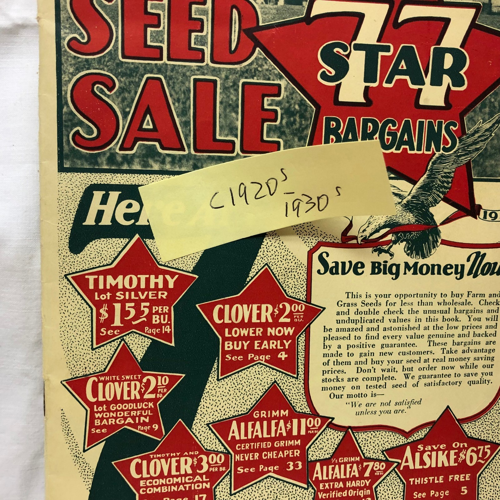 Vintage 1920-30’s America’s Field Seed Co. Booklet Farming