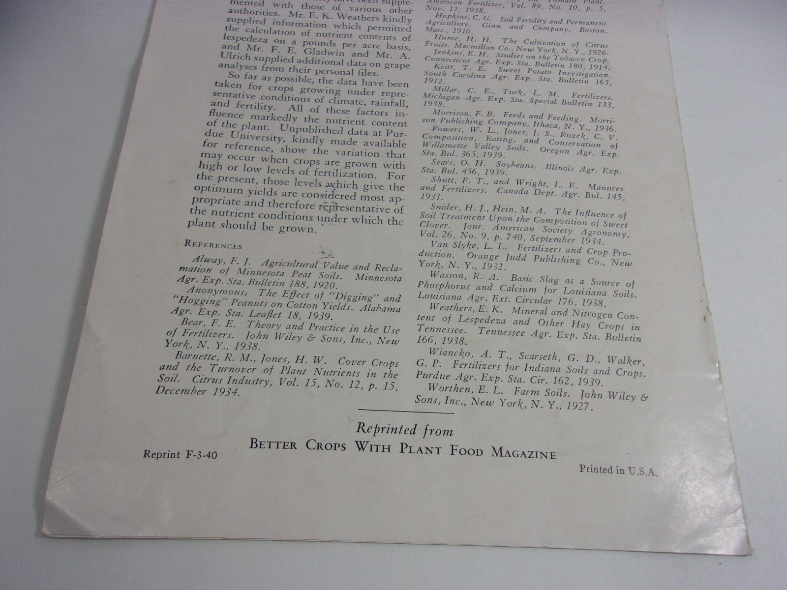 1930’s Vintage Farming Crops Booklet Fertilizing Agriculture Farm