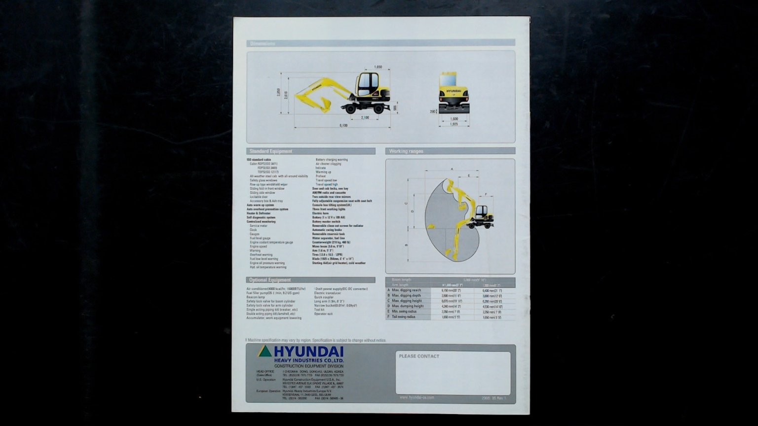 Hyundai Robex 55W-7 Mini Excavator Brochure 2005 Construction Equipment