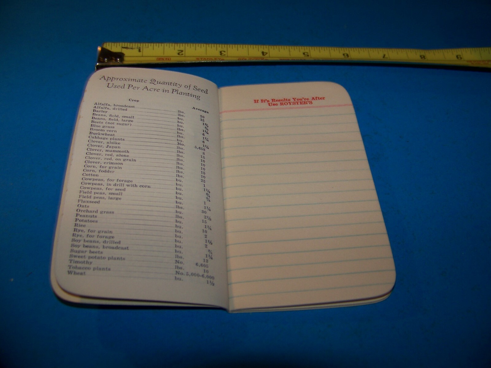 Royster Fertilizer “Daily Reminder” Memo Booklet 1957 F.S. Royster Guano Comp.