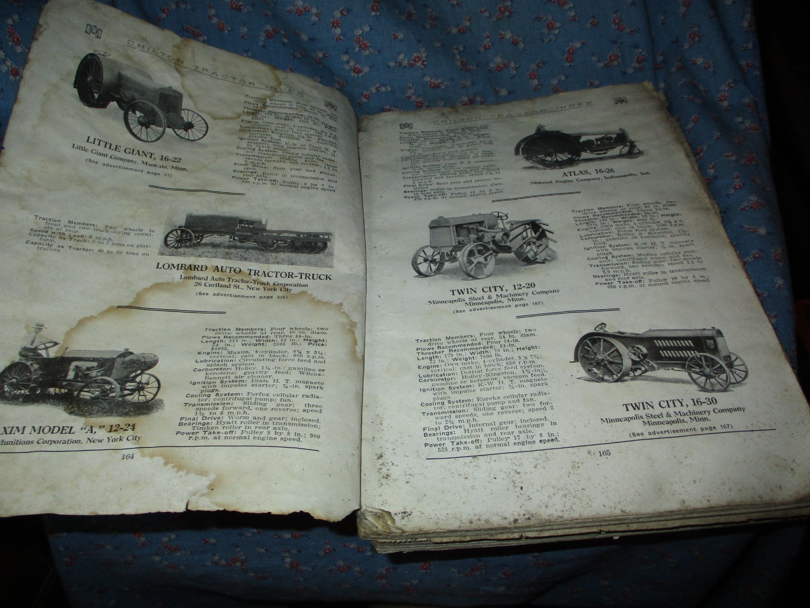Chilton Tractor Index Pages 163-450 Unknown Date Very Early Rough Condition