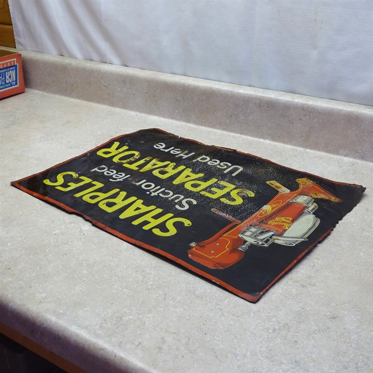 Vintage Tin Ad Sign Sharples Suction Feed Separator, Farm Dairy 19″ X 13.5″