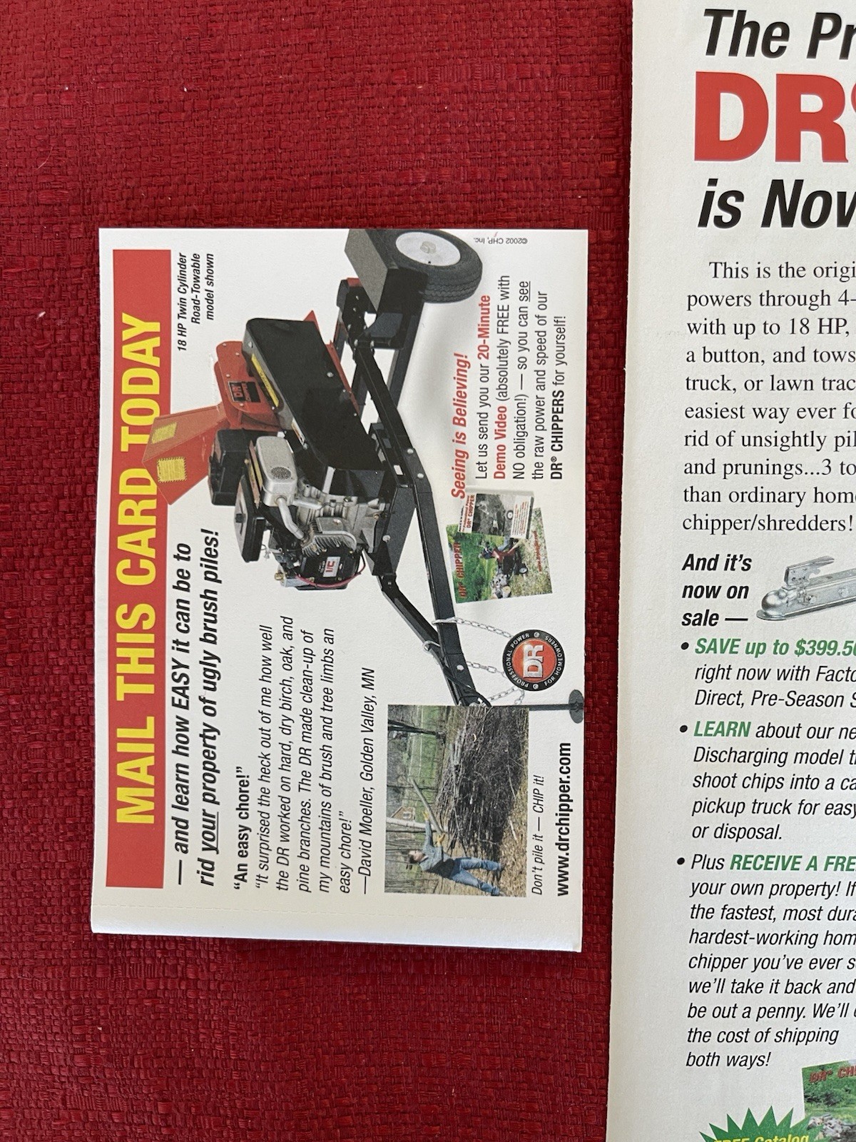 Print Ad DR Chipper 2003 Advertisement Yard Tree Brush Chipper Ad
